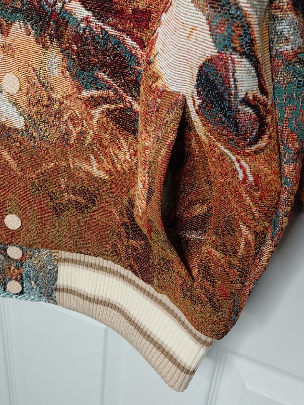 Majestic Multicolor Graphic Football Knit Jacket - Picture 4 of 11